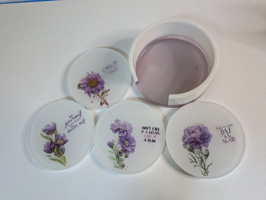 set of 4 coasters with holder