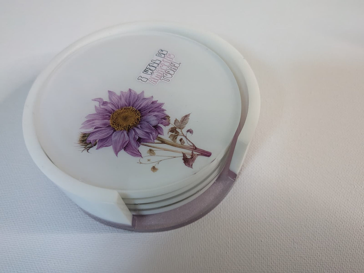 set of 4 coasters with holder