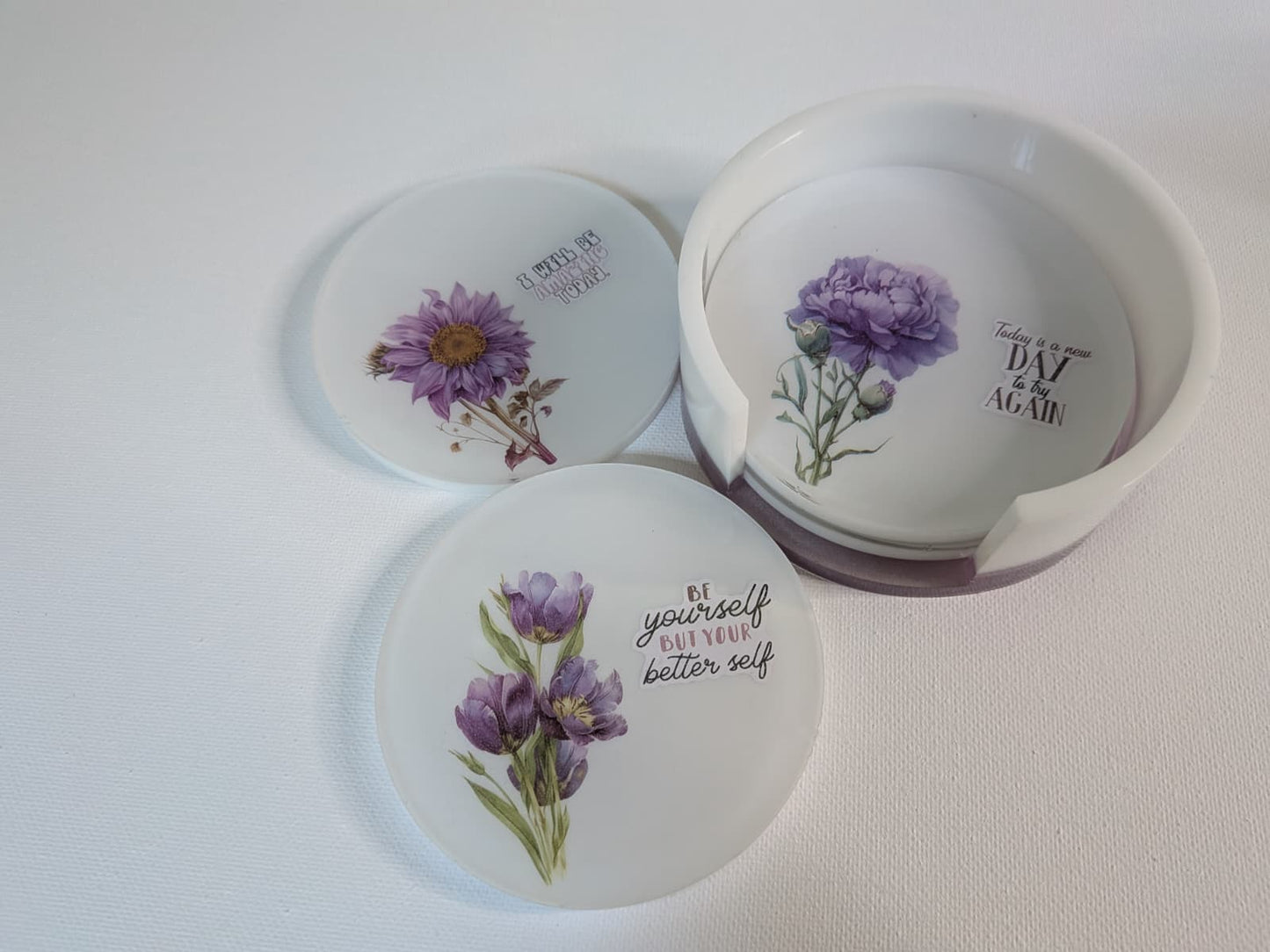 set of 4 coasters with holder